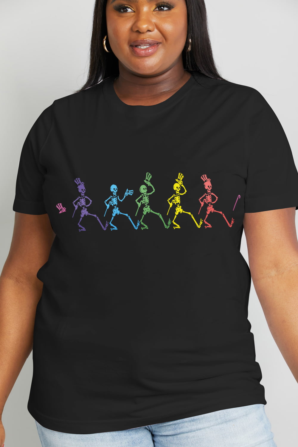 Simply Love Full Size Dancing Skeleton Graphic Cotton Tee