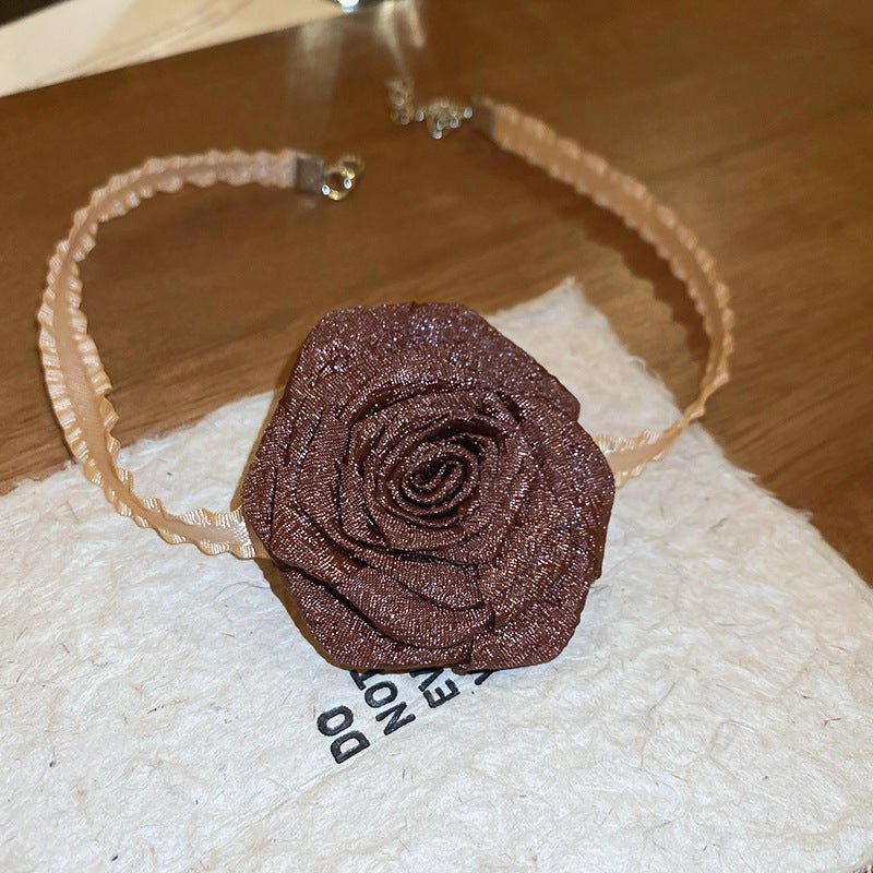 3D Rose Alloy Buckle Necklace - Admiresty