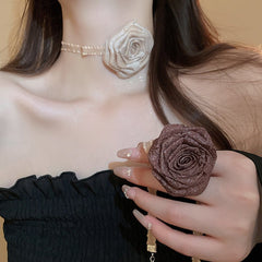 3D Rose Alloy Buckle Necklace - Admiresty