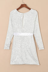 Sequin Tie Front T-Shirt Dress