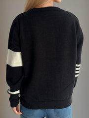 Striped Color Block Round Neck Cardigan