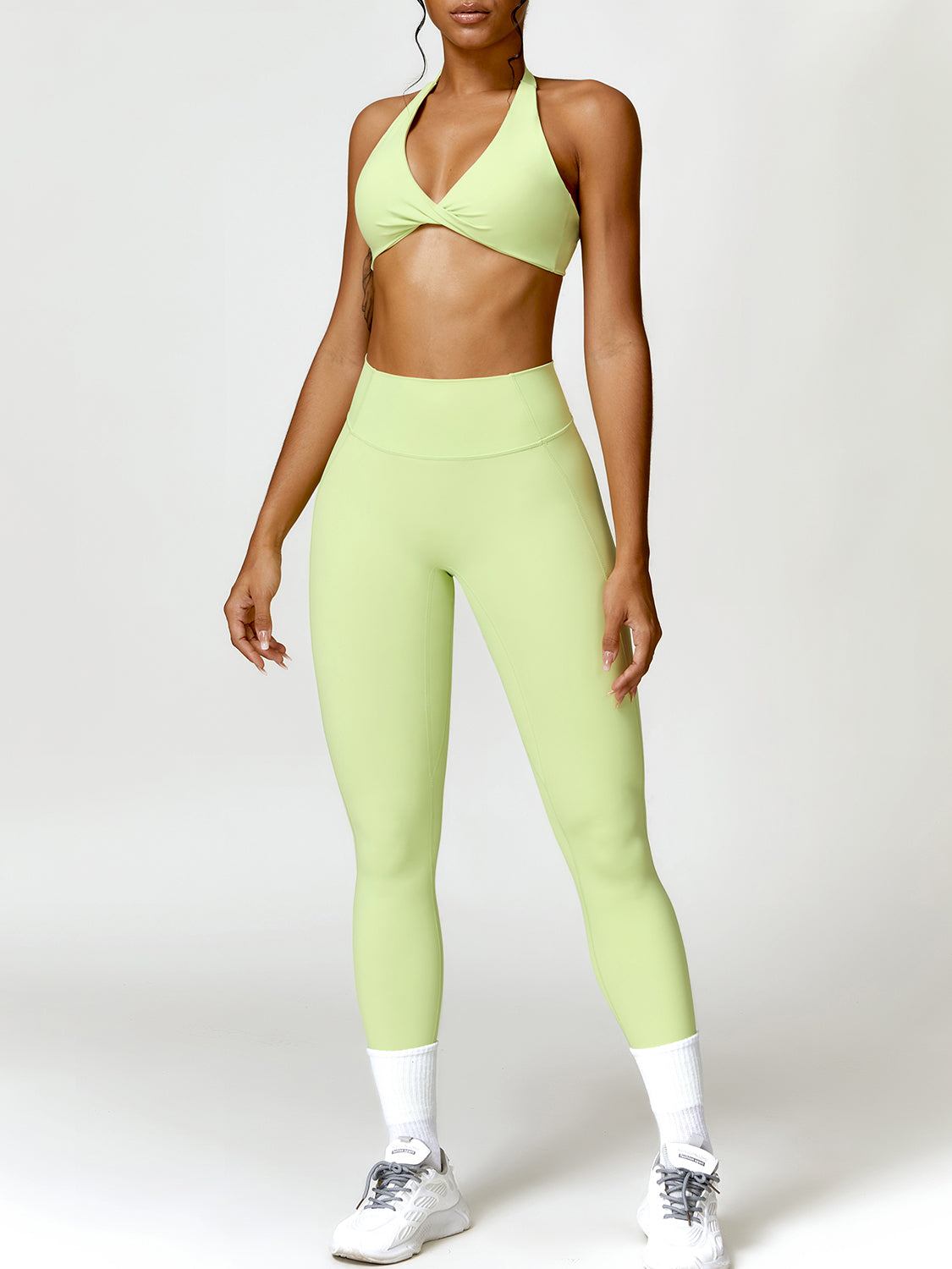 Twisted Halter Neck Bra and High Waist Leggings Active Set