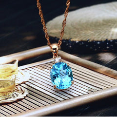 Rose Gold-Plated Artificial Gemstone Pendant Necklace