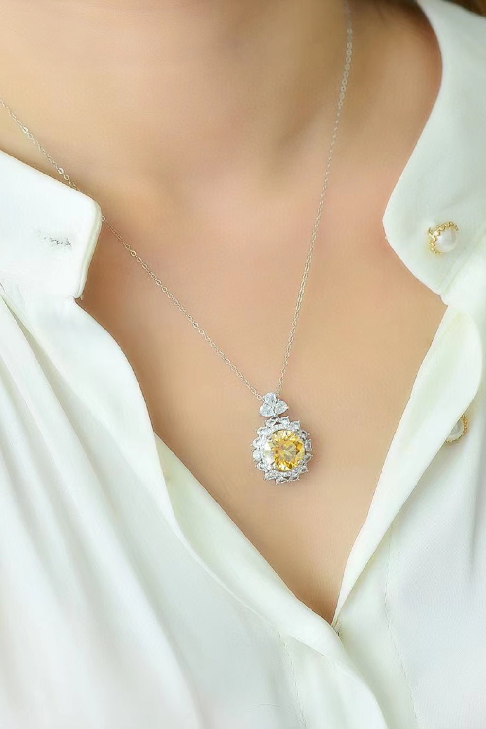 5 Carat Yellow Moissanite Pendant Necklace - Admiresty