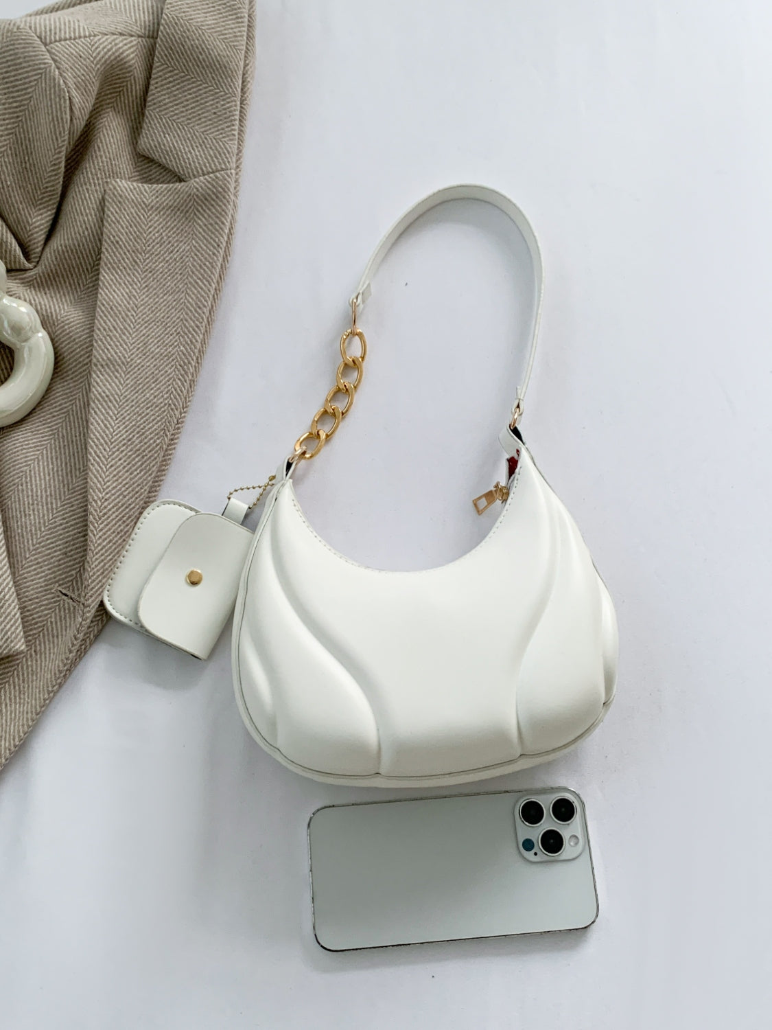 PU Leather Shoulder Bag with EarPods Bag