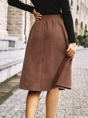 Elastic Waist Buttoned Skirt