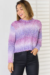 Gradient Round Neck Long Sleeve Sweater