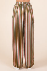 Mittoshop Striped Satin Elastic Waist Wide Leg Pants