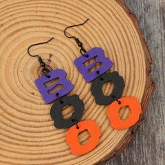 BOO Hollow Letter Wooded Earrings