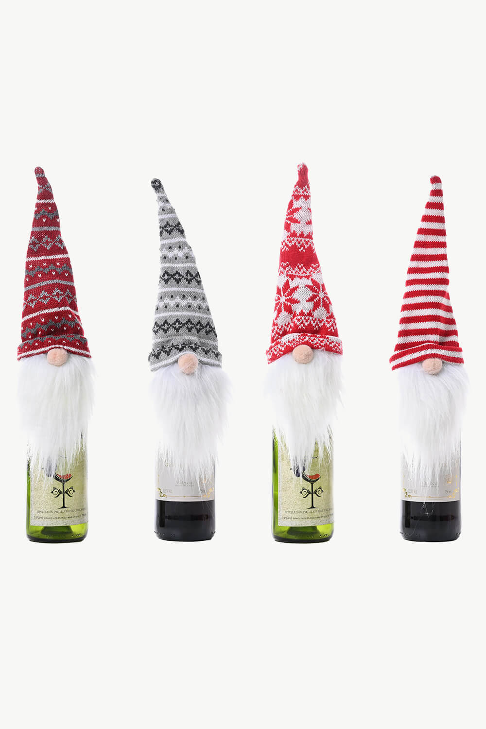 4-Pack Christmas Faceless Gnome Wine Bottle Covers