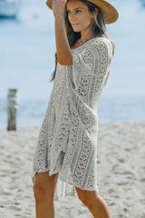 Openwork V-Neck Slit Cover Up