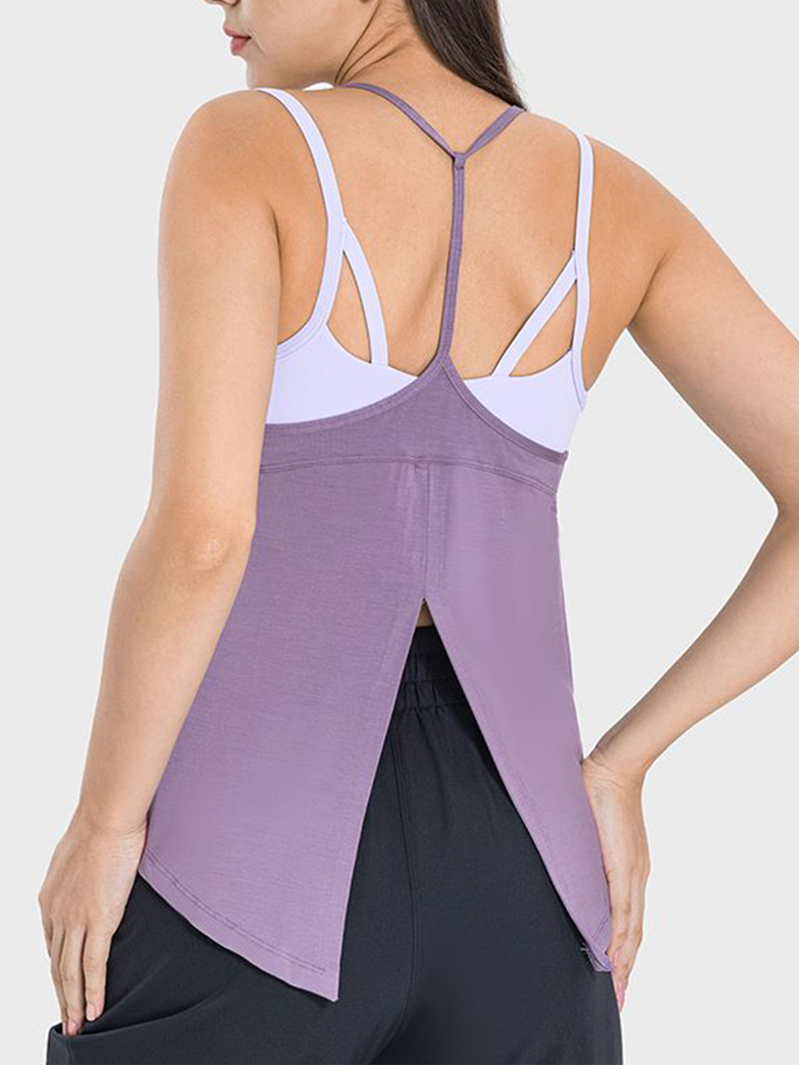 Slit Spaghetti Strap Scoop Neck Active Cami