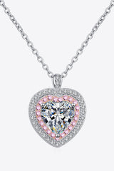 925 Sterling Silver 1 Carat Moissanite Heart Pendant Necklace - Admiresty