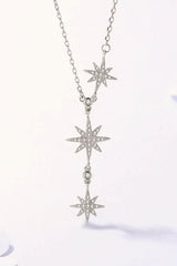 925 Sterling Silver 3 Star Drop Pendant Necklace - Admiresty