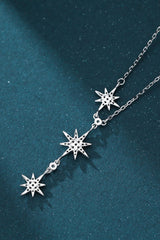 925 Sterling Silver 3 Star Drop Pendant Necklace - Admiresty