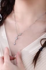 925 Sterling Silver 3 Star Drop Pendant Necklace - Admiresty