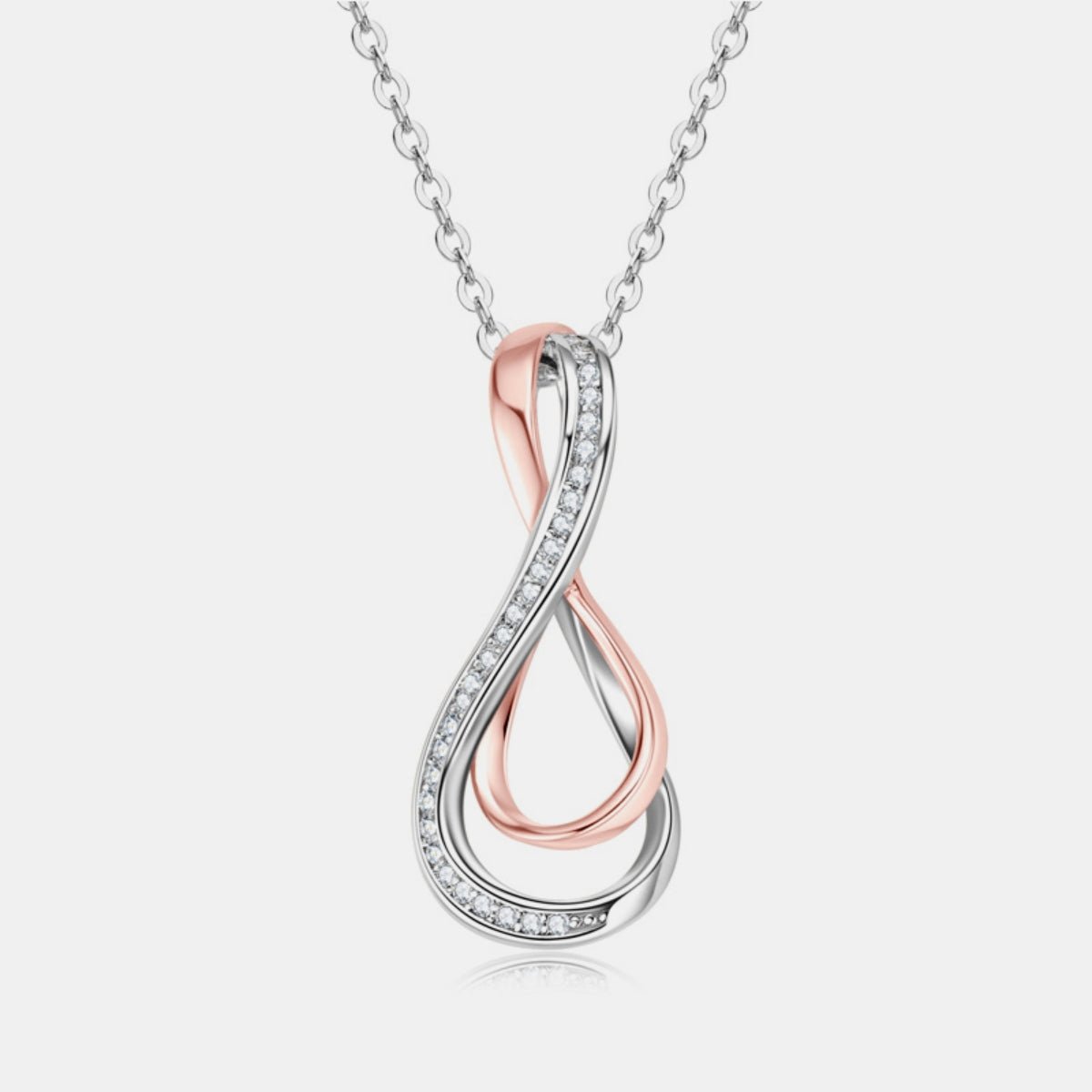 925 Sterling Silver Inlaid Moissanite Infinity Pendant Necklace - Admiresty