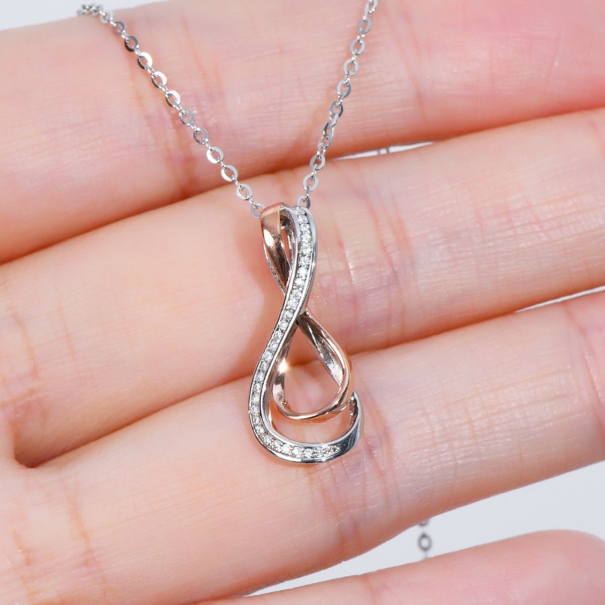 925 Sterling Silver Inlaid Moissanite Infinity Pendant Necklace - Admiresty