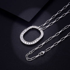 925 Sterling Silver Inlaid Moissanite Pendant Necklace - Admiresty