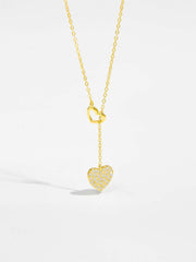 925 Sterling Silver Inlaid Zircon Heart Necklace - Admiresty