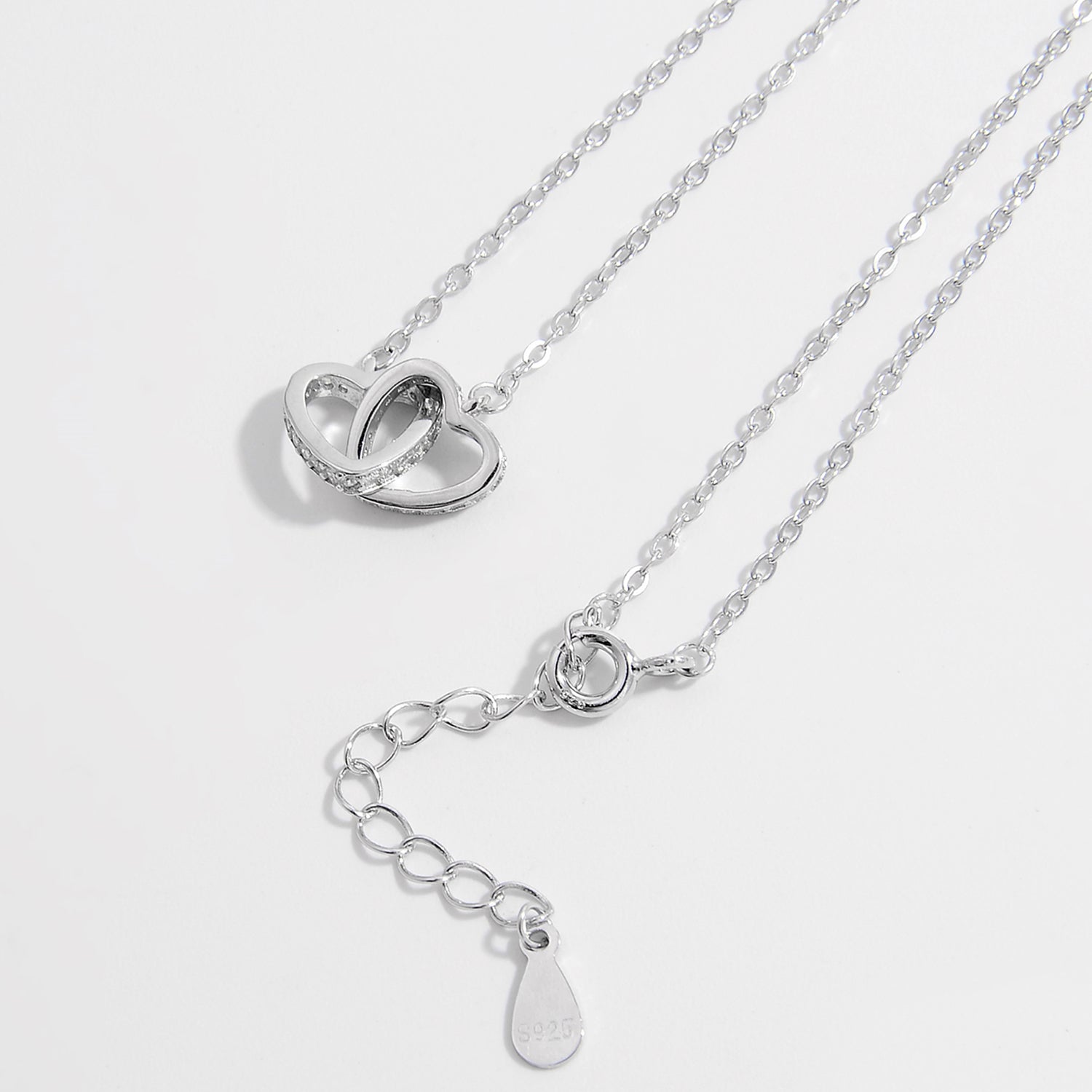 925 Sterling Silver Inlaid Zircon Heart Necklace - Admiresty