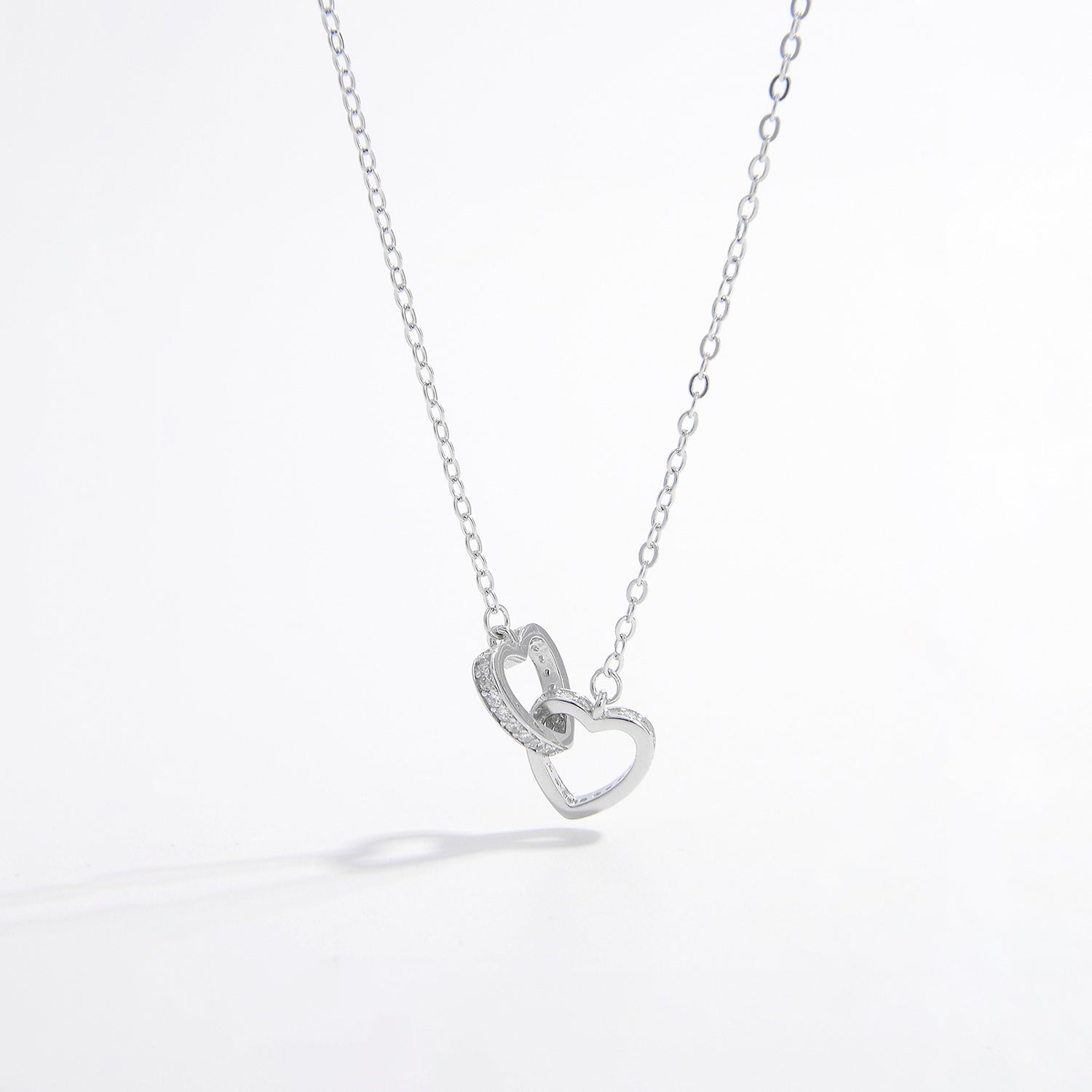 925 Sterling Silver Inlaid Zircon Heart Necklace - Admiresty