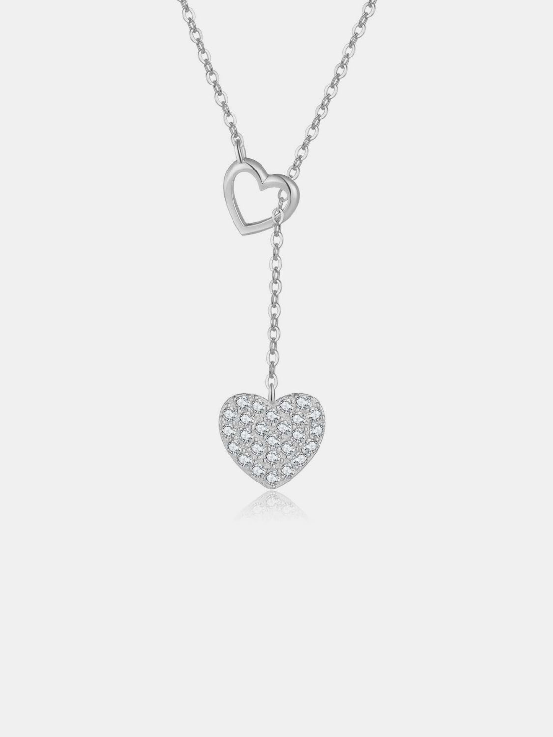 925 Sterling Silver Inlaid Zircon Heart Necklace - Admiresty