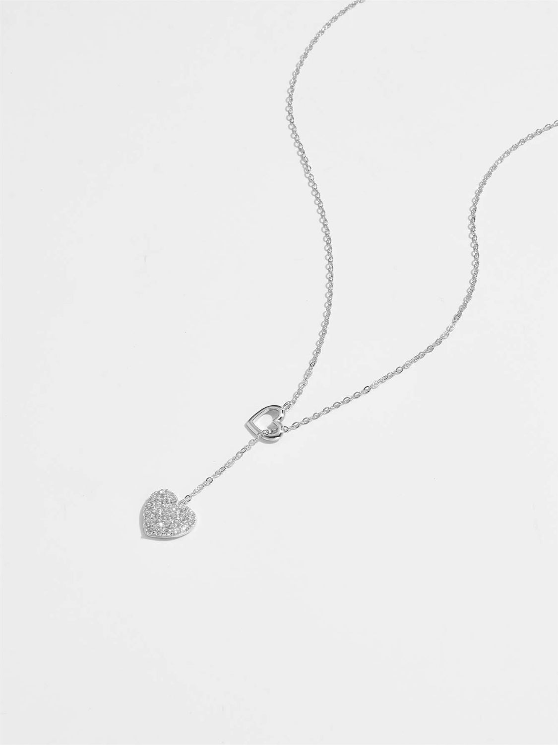 925 Sterling Silver Inlaid Zircon Heart Necklace - Admiresty