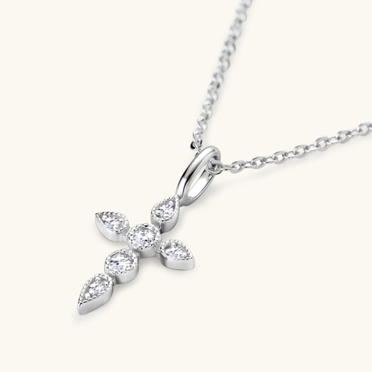 925 Sterling Silver Moissanite Cross Pendant Necklace - Admiresty