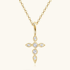 925 Sterling Silver Moissanite Cross Pendant Necklace - Admiresty