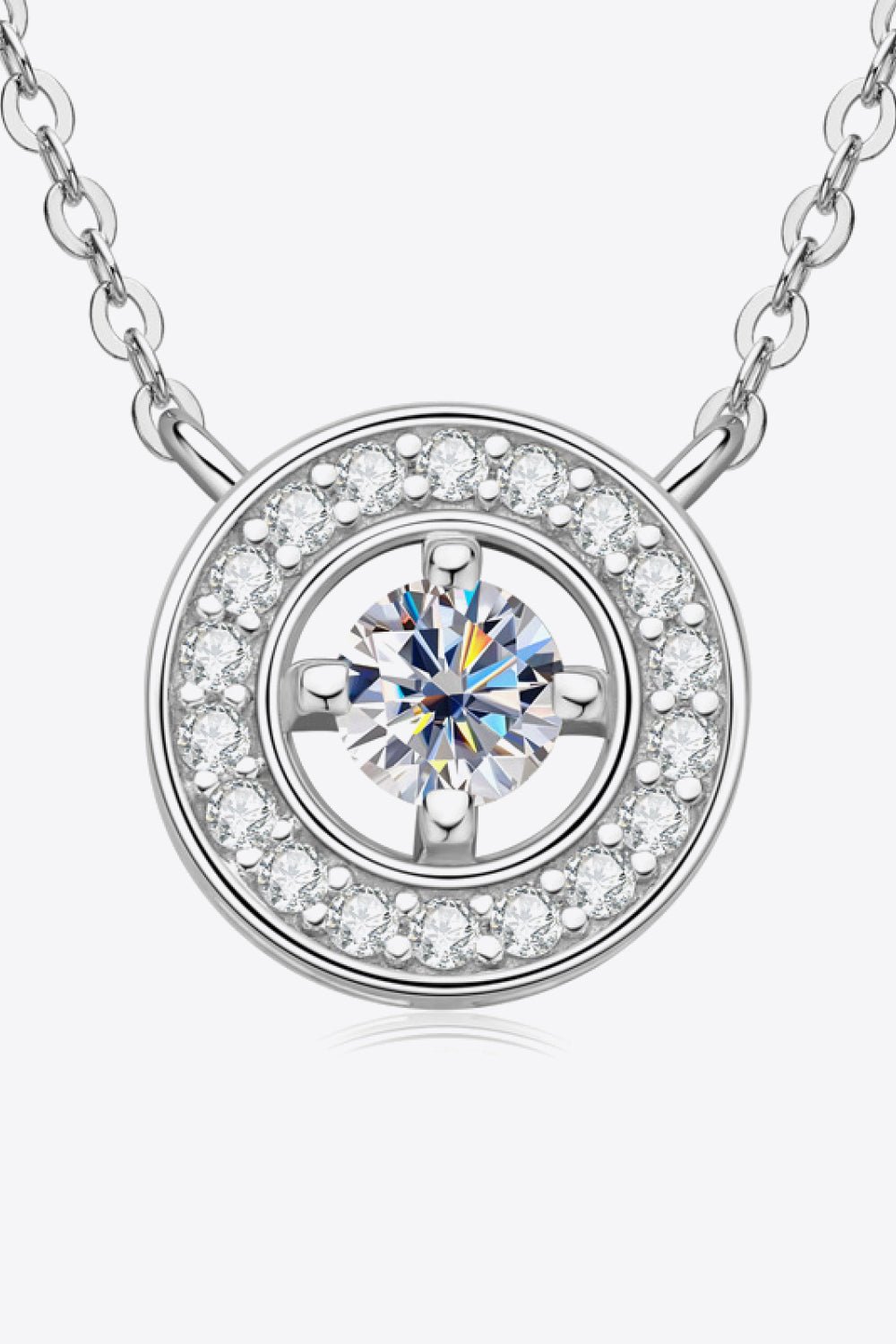 925 Sterling Silver Moissanite Geometric Pendant Necklace - Admiresty