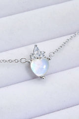 925 Sterling Silver Moonstone Heart Pendant Necklace - Admiresty