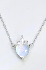 925 Sterling Silver Moonstone Heart Pendant Necklace - Admiresty