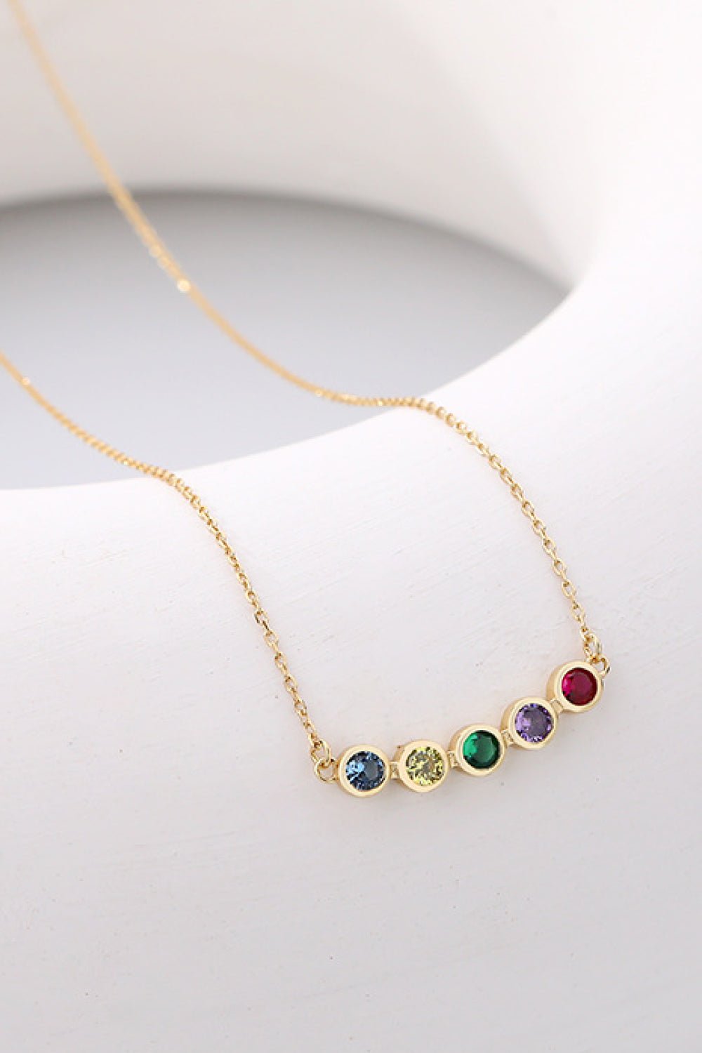 925 Sterling Silver Rainbow Cubic Zirconia Necklace - Admiresty