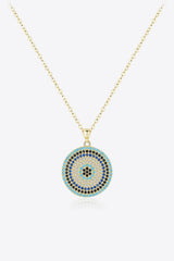 925 Sterling Silver Round Shape Artificial Turquoise Pendant Necklace - Admiresty