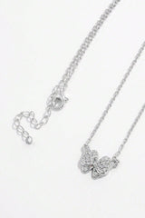 925 Sterling Silver Zircon Butterfly Pendant Necklace - Admiresty