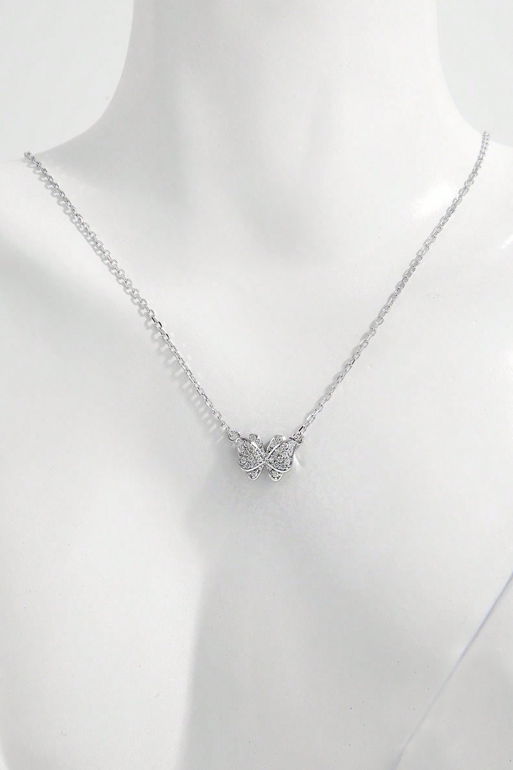 925 Sterling Silver Zircon Butterfly Pendant Necklace - Admiresty