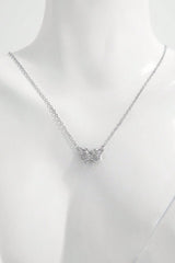 925 Sterling Silver Zircon Butterfly Pendant Necklace - Admiresty