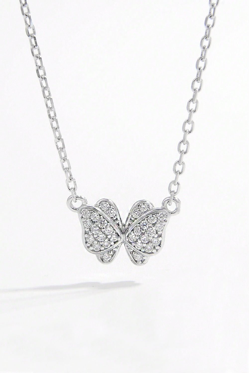 925 Sterling Silver Zircon Butterfly Pendant Necklace - Admiresty