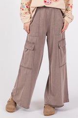 SAGE + FIG Knit Terry Mineral Wash Wide Leg Pants