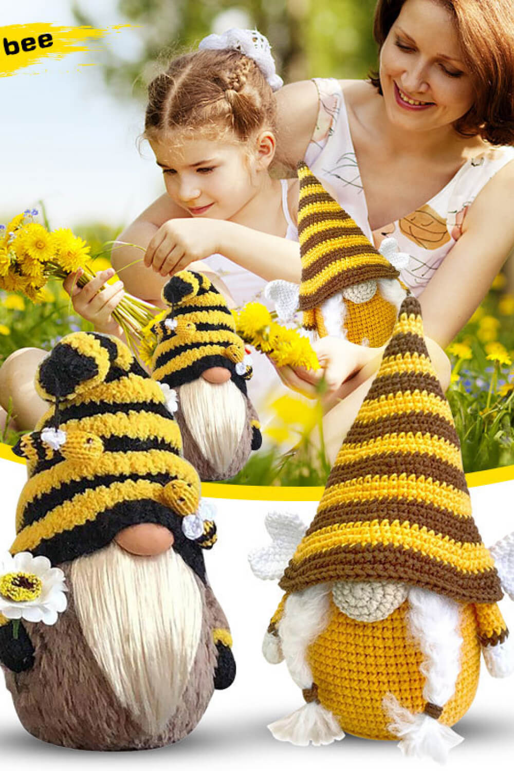 2-Pack Bee Faceless Gnomes