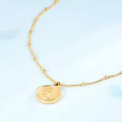 Stainless Steel Coin Pendant Necklace