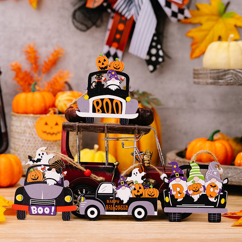 4-Piece Halloween Element Car-Shape Hanging Widgets