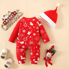 Reindeer Round Neck Snap Down Jumpsuit