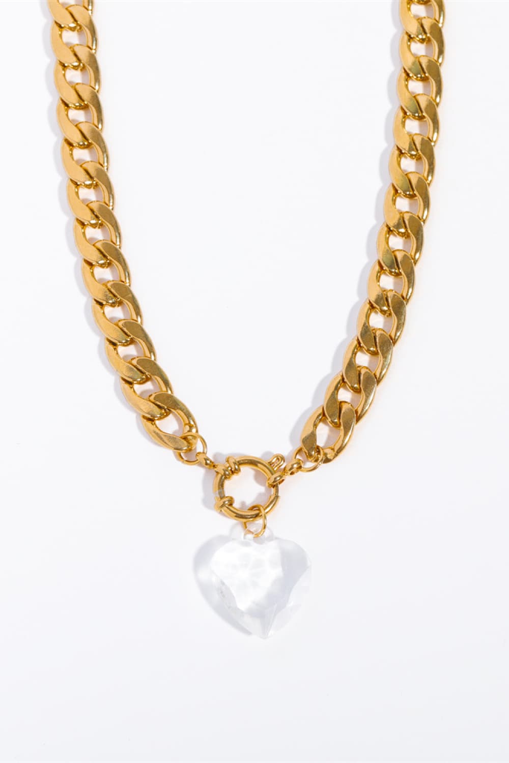 Acrylic Heart Pendant Curb Chain Necklace - Admiresty