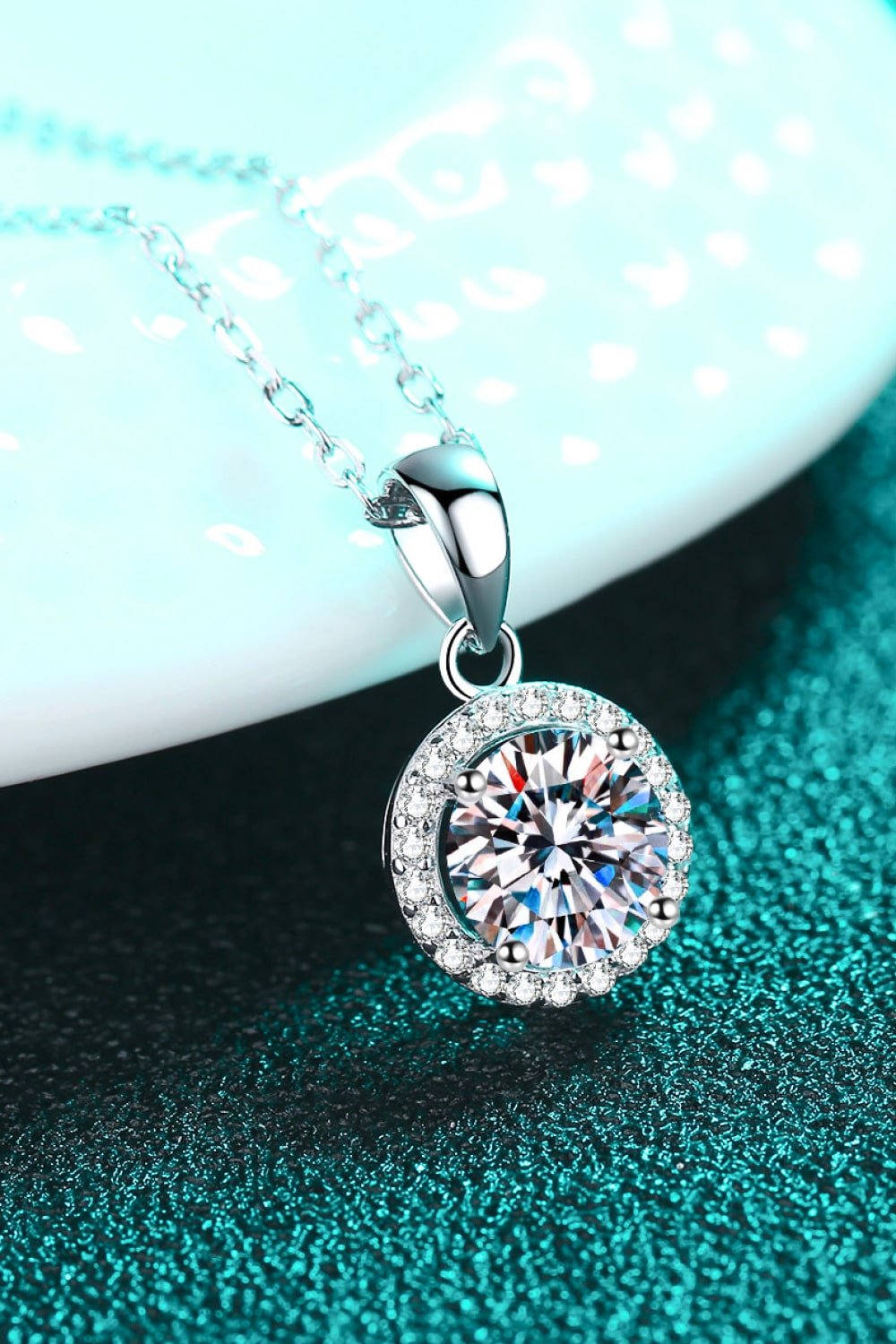 Adored Chance to Charm 1 Carat Moissanite Round Pendant Chain Necklace - Admiresty