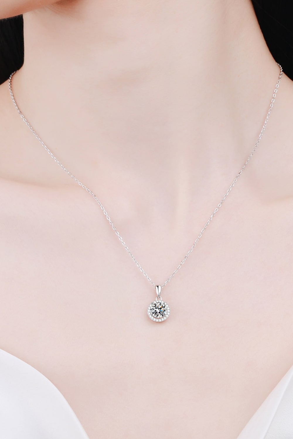 Adored Chance to Charm 1 Carat Moissanite Round Pendant Chain Necklace - Admiresty