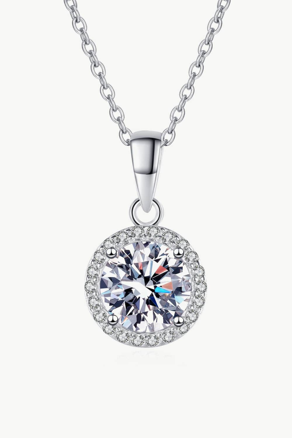 Adored Chance to Charm 1 Carat Moissanite Round Pendant Chain Necklace - Admiresty