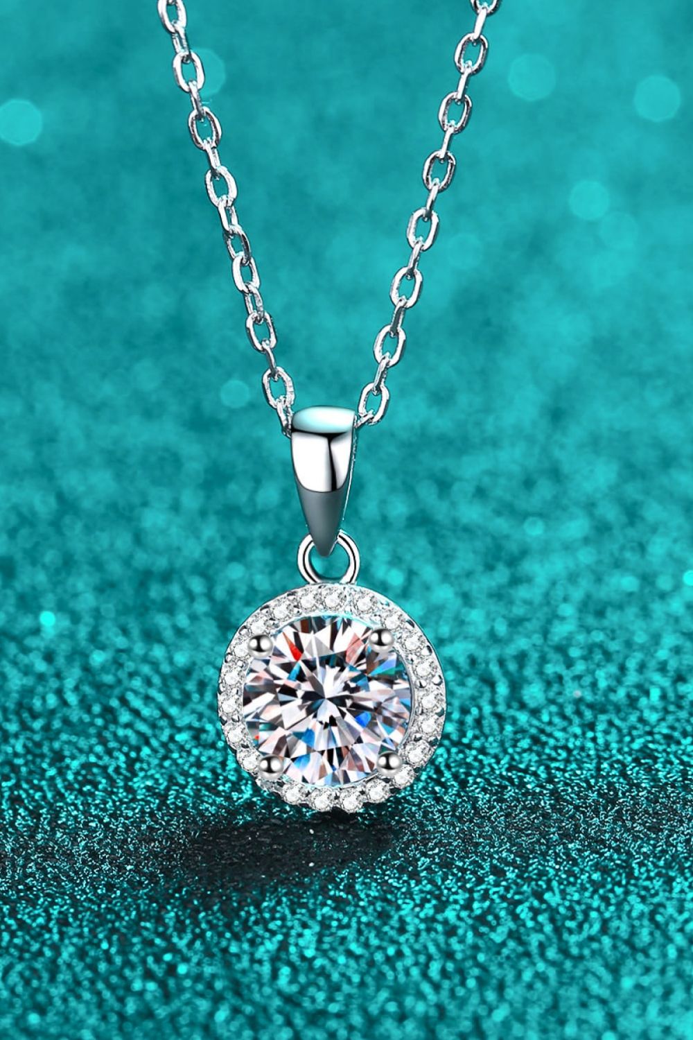 Adored Chance to Charm 1 Carat Moissanite Round Pendant Chain Necklace - Admiresty