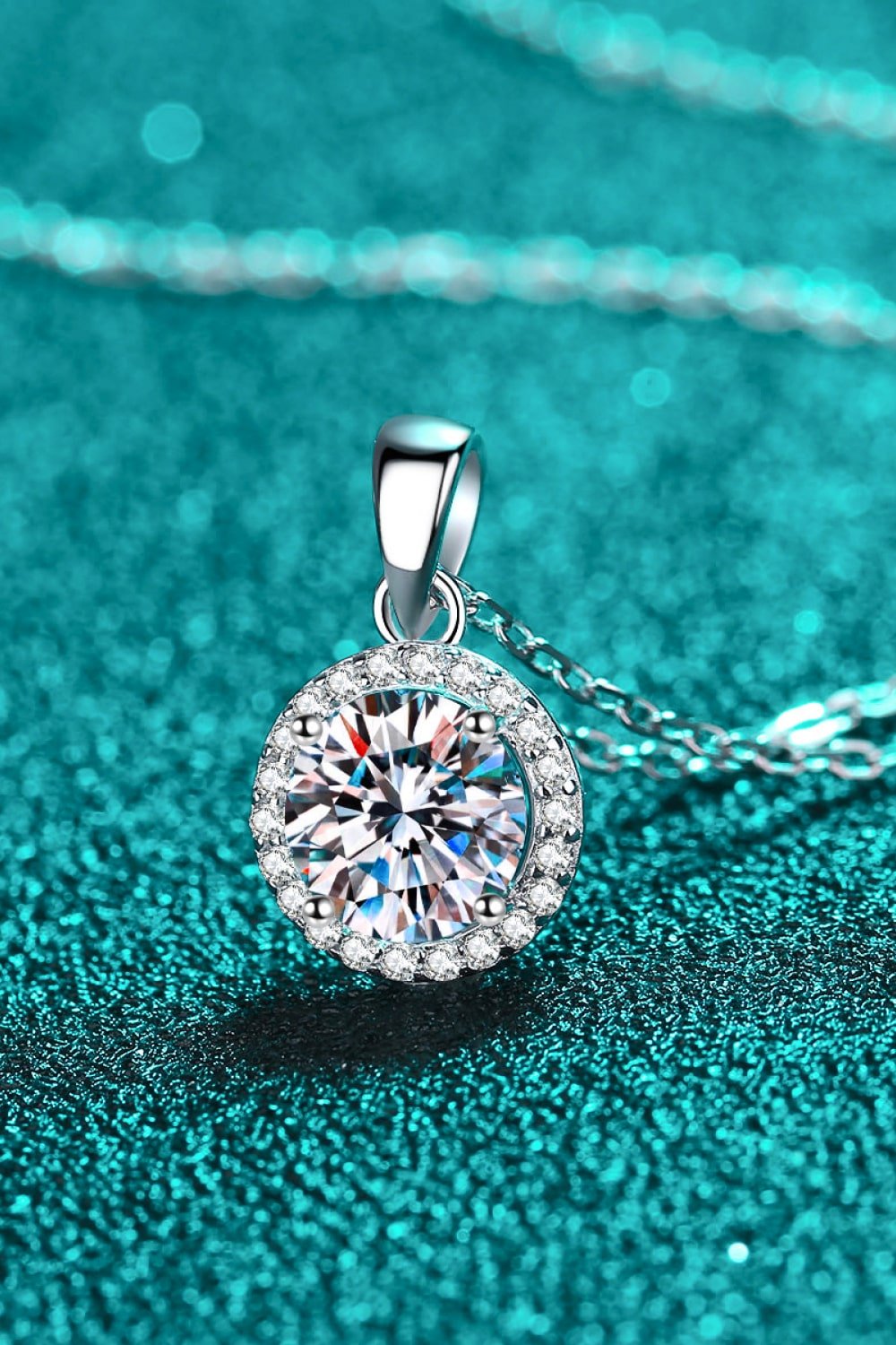 Adored Chance to Charm 1 Carat Moissanite Round Pendant Chain Necklace - Admiresty